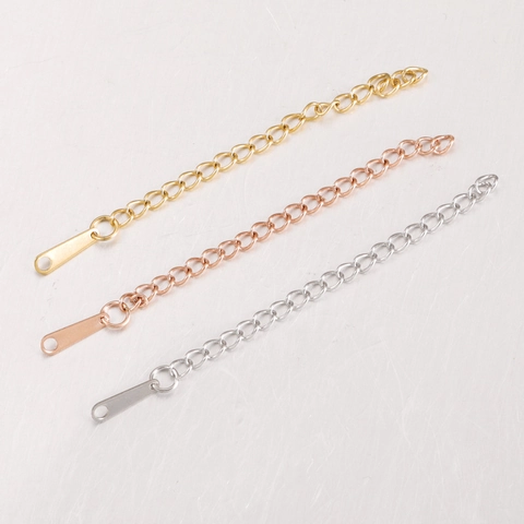 Jewelry Extension Chains 304 Stainless Steel Extender With Water Drop Tag For Necklace Bracelet DIY Making Accessories