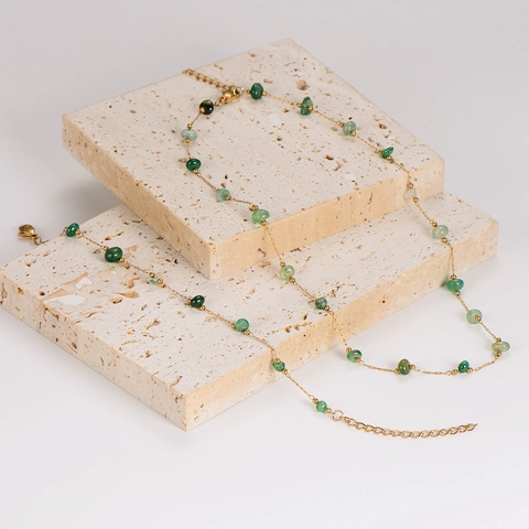 Collana E Bracciale In Cristallo Verde Vintage Acciaio Inossidabile 304 Placcato Oro Per Donna Gioielli Eleganti