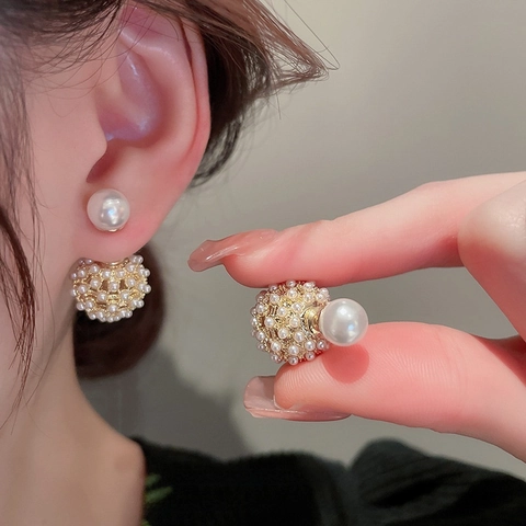 Künstliche Perlen Cluster Ohrstecker Vintage Gold Kupfer Mode Schmuck Mit 925 Sterling Silber Ohrring Stecker