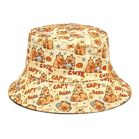 Süßer Capybara Print Fischerhut Atmungsaktives Polyester Sonnenschutz Reise Outdoor Modische Damen Kopfbedeckung