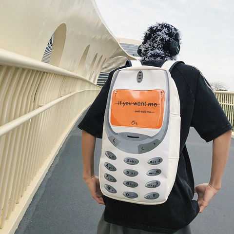 Vintage Handy Rucksack PU Leder Große Kapazität Schultasche Studenten Retro Street Style Persönlichkeit Lässige Reisetasche