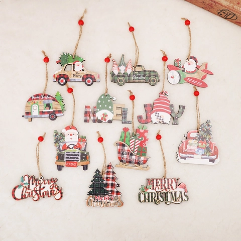 Ornamenti Natalizi Decorazioni Appese In Legno Babbo Natale Camion Gnomo Accessori Per Decorazioni Per Alberi Festivi