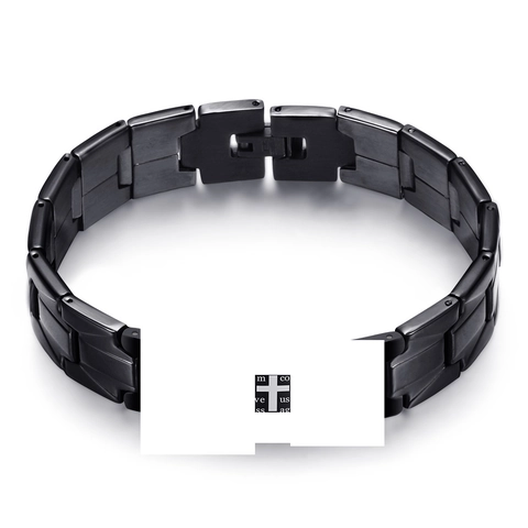 Stainless Steel Cross Bracelet With Prayer Inscription Geometric Watch Band Link Chain For Men And Women Trendy Jewelry
