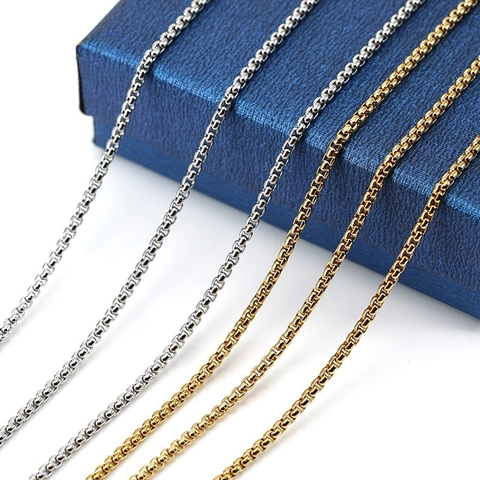 Collar Cadena Caja Acero Inoxidable Oro 18K Accesorios DIY Joyería Con Cierre Langosta Cadena Extensión