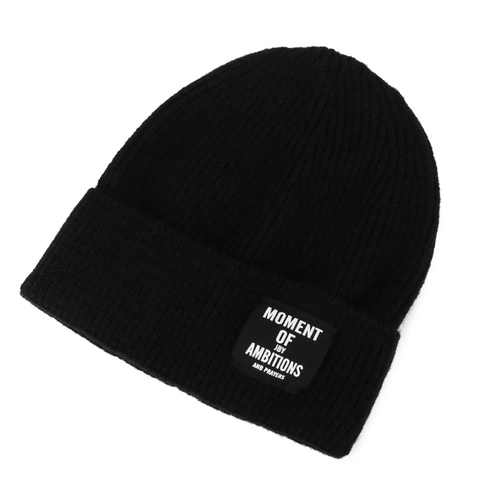 Bonnet En Tricot Hiver Chaud Côtelé Souple Avec Écusson Lettre Mode Décontracté Unisexe
