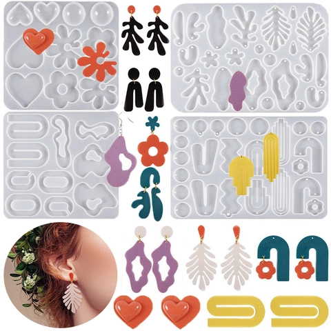 Earring Pendant Silicone Molds Resin Casting DIY Jewelry Making Irregular Geometric Heart Flower Leaf Shapes For Crafting