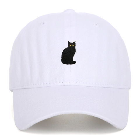 Vintage Gewaschene Baumwolle Baseballkappe Für Damen Herren Distressed Schwarze Katze Stickerei Verstellbar Mode Sonnenhut Outdoor Trucker Kappe