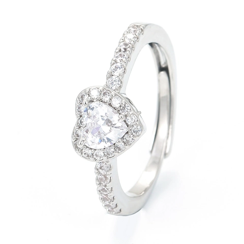 Herz Ring Kupfer Mikro Pave Zirkonia Verstellbare Öffnung Minimalistisch Geometrisch Modeschmuck Damen