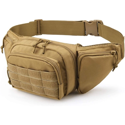 Tactical Waist Bag Oxford Cloth Waterproof Multi-Pocket Outdoor Hiking Running Cycling Utility Fanny Pack Molle System