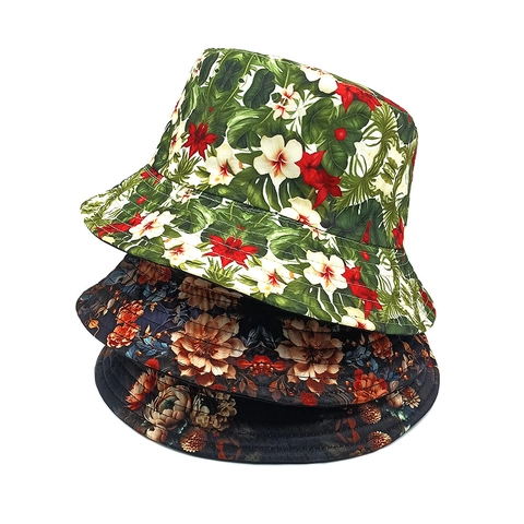 Chapeau Bob À Imprimé Fleuri Vintage Polyester Protection Solaire Motif Botanique Tropical Chapeau De Soleil Extérieur Unisexe