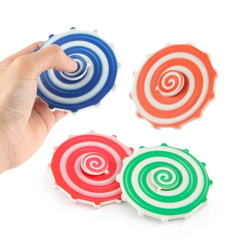 Gyroscope À Doigt Plastique Motif Spirale Soulagement Du Stress Fidget Spinner Jouet Pour Enfants Et Adultes Impression Recto Verso