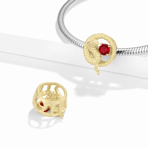 S925 Sterlingsilber Matt 14K Vergoldet Schlange Charm Perle Mit Zirkonia 12 Monate Geburtsstein Schlange Anhänger Für Armband Schmuckherstellung Geschenk Damen