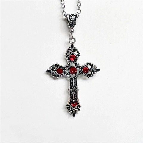 Collana Con Ciondolo A Croce Gotica Vintage Retro Lega Di Zinco Con Pietre Preziose Gioielli Di Moda Per Uomini Donne