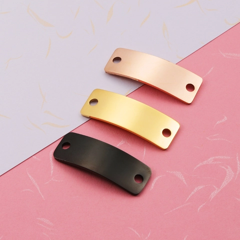 Gebogen Rechthoekige Connector Charm Roestvrij Staal Spiegel Gepolijst Dubbel Gat DIY Sieraden Maken Benodigdheden