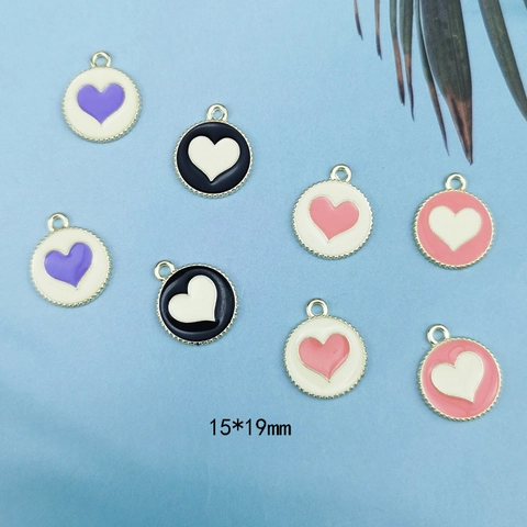 Emaille Herz Runde Charms Legierung Anhänger Für DIY Schmuckherstellung Halskette Armband Herstellung Bunte Charms