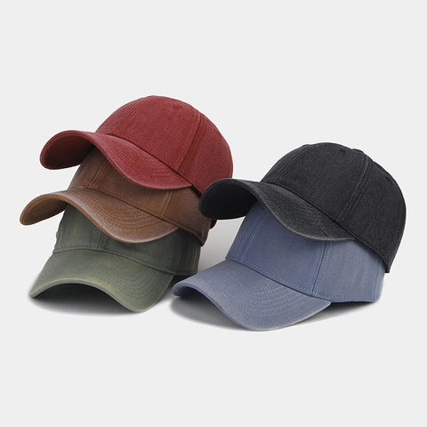 Washed Cotton Baseball Cap Retro Solid Color Adjustable Sun Protection Outdoor Sport Unisex Vintage Peak Hat