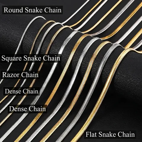 Collar De Cadena De Hueso De Serpiente De Acero Inoxidable Chapado En Oro De 18K Joyería De Cadena De Clavícula Para Mujeres Hombres