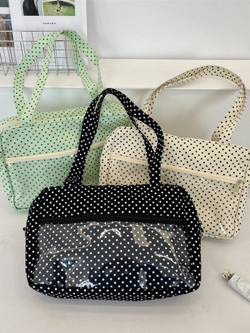 Borsa Tote In Tela A Pois Con Finestra Frontale Trasparente Stile Giapponese Borsa Ita Per Donne Ragazze Alla Moda