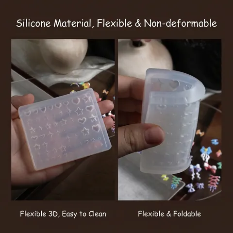 3D Relief Nail Art Silicone Mold Soft Flexible Bow Heart Design For DIY Manicure Decoration Transparent Resin Tool