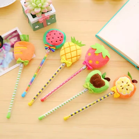 Simpatica Penna Gel Decorativa In Peluche Di Frutta Plastica Punta Fine Scrittura Fluida Cancelleria Per Studenti Ufficio