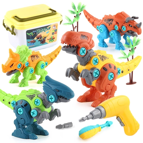 Diy Take Apart Dinosaur Toys Stem Building Construction Educational Toy With Electric Drill And Portable Storage Case