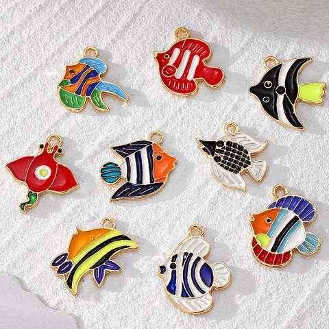 Ciondoli Pesci Tropicali Lega Smalto Per Creazione Gioielli DIY Animali Marini Colorati Orecchini Portachiavi
