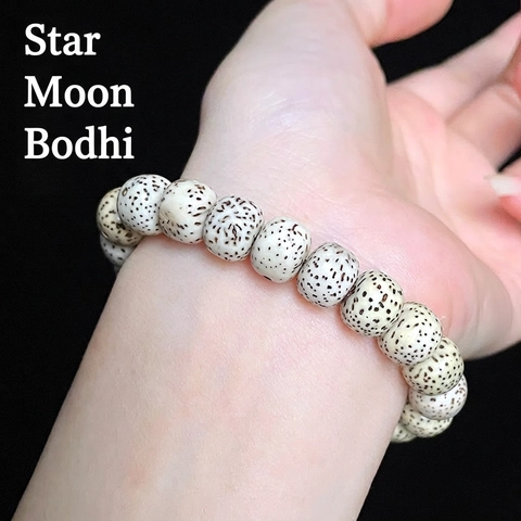 Natural Xingyue Bodhi Seed Beaded Bracelet Vintage Star And Moon Bodhi Hand Chain For Meditation Unisex Polished Style