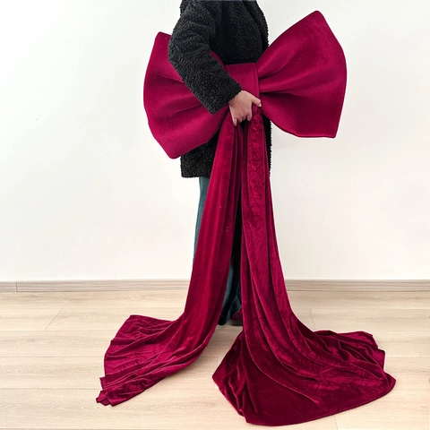 Giant Decorative Bow Velvet Large Hanging Ornament For Christmas Wedding Party Backdrop Festive Decor