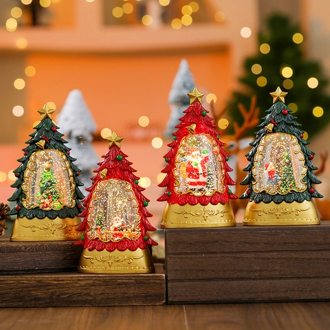 Palla Di Neve Albero Di Natale Ornamento LED Babbo Natale Pupazzo Di Neve Glitter Palla D'acqua Resina Arredo