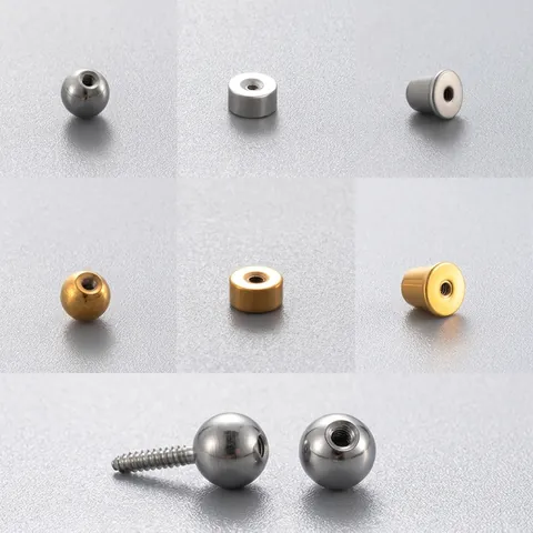Stainless Steel Screw Earring Backs Replacement For Piercing Jewelry Ball Flat Round Disc Shape Findings