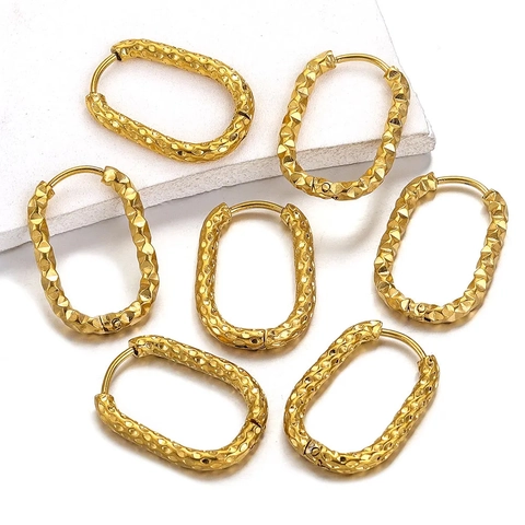 Stainless Steel Rectangular Earring Clasps Textured DIY Jewelry Making Findings Sparkle Pattern Hoops