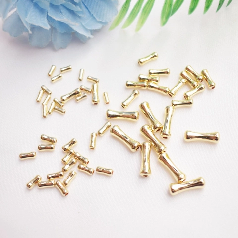 Electroplated Copper Bamboo Joint Spacer Beads DIY Jewelry Making Accessories Metal Cylinder Loose Tube Beads For Bracelet