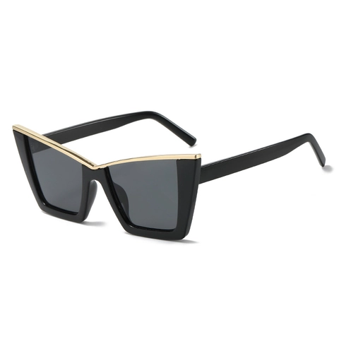 Mode Katzenauge Sonnenbrille Für Damen UV400 Schutz PC Rahmen Metallbesatz Retro Hip Hop Große Eckige Brille