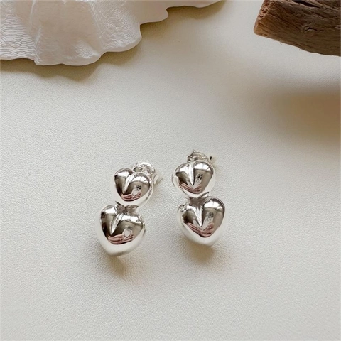 Doppelherz Ohrstecker 925 Sterlingsilber Geometrischer Minimalistischer Schmuck Für Damen Mädchen Eleganter Alltag