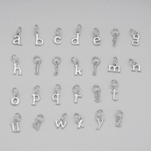 Colgante de Letra Inicial de Plata de Ley 925 Dije de Alfabeto DIY para Collar Pulsera Fabricación de Joyas Regalo Mujer Hombre