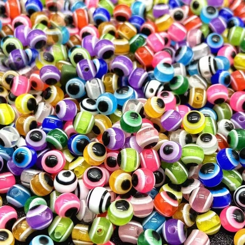 Cuentas De Ojo Turco Resina Redondas Rayadas Para Hacer Joyas DIY Cuentas Sueltas Ojos De Señuelo De Pesca