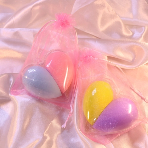 Éponge À Maquillage Rangement Coeur Polyuréthane Hydrophile Douce Biseautée Mélangeur Fond De Teint Portable