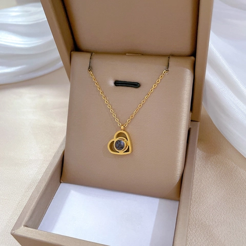 Collana Con Proiezione A Cuore In Acciaio Al Titanio Catena Per Clavicola Minimalista Gioielli Eleganti Per Donna