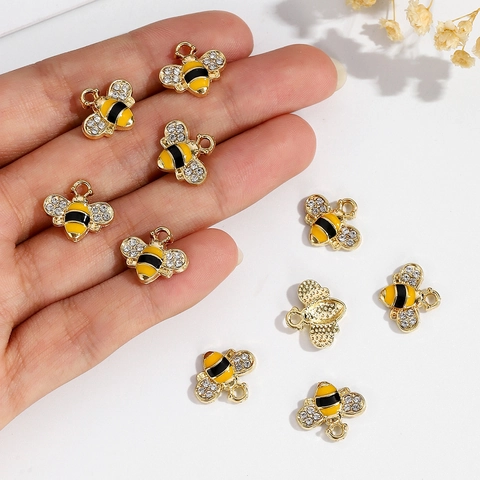 Leuke Dier Insect Legering Emaille Charms Voor DIY Sieraden Maken Kikker Bij Lieveheersbeestje Libel Strass Decoratieve Hangers