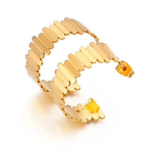 Créoles En Forme De C Mode Acier Inoxydable Géométrique Texture Clôture Style Ins Exagéré Bijoux Pour Femmes Filles