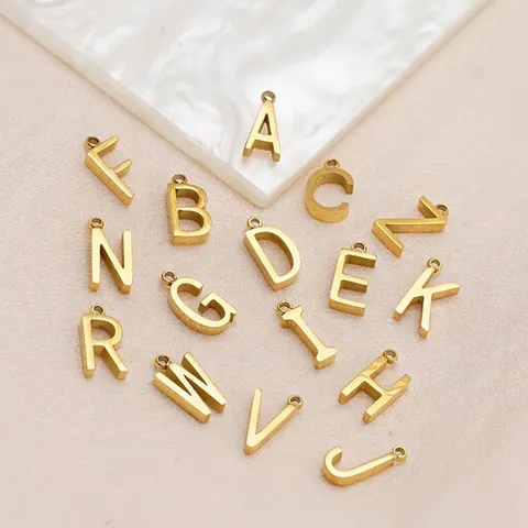 Alphabet Buchstaben Anhänger 304 Edelstahl 18K Vergoldet Charm Poliert Spiegeloberfläche Für DIY Schmuckherstellung Halskette