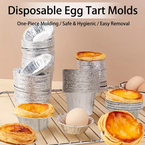 Moldes Desechables Para Tartas De Huevo Papel De Aluminio Resistente Al Calor Antiadherente Para Cupcake Muffin