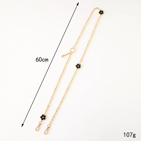 Crossbody Phone Lanyard Metal Chain Detachable Flower Star Pendant Bag Shoulder Strap With Faux Artificial Pearl For Women