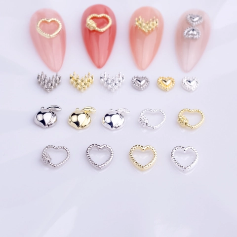 Ciondoli Per Nail Art Design Cuore Cavo Pesca Lega Metallo Strass Künstliche Perle Decorazioni Accessori Manicure