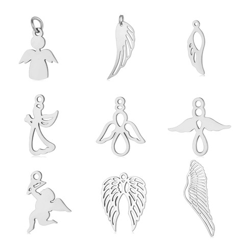 Ciondoli Angelo Cupido Acciaio Inossidabile Ali Traforate DIY Accessori Per Creazione Gioielli Connettori