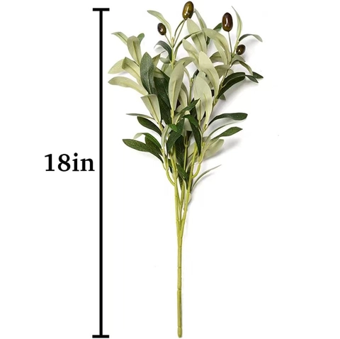 Artificial Olive Branch Faux Satin Green Leaves With Dark Berries For Home Wedding Decor Nordic Style Floral Arrangement