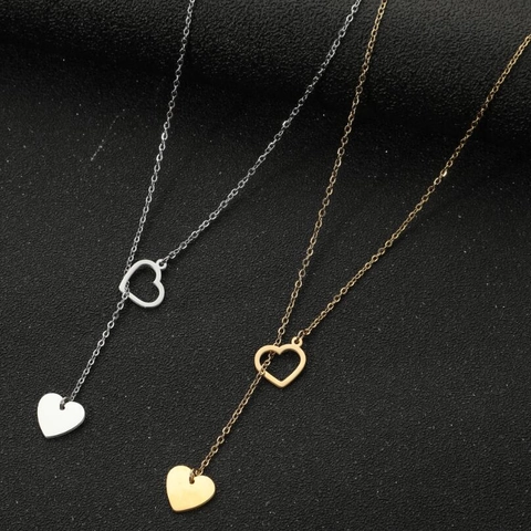 Hart Ketting Roestvrij Staal Dubbele Hanger Minimalistische Y Vorm Kwastje Sleutelbeen Ketting Sieraden Voor Dames Mode Niche