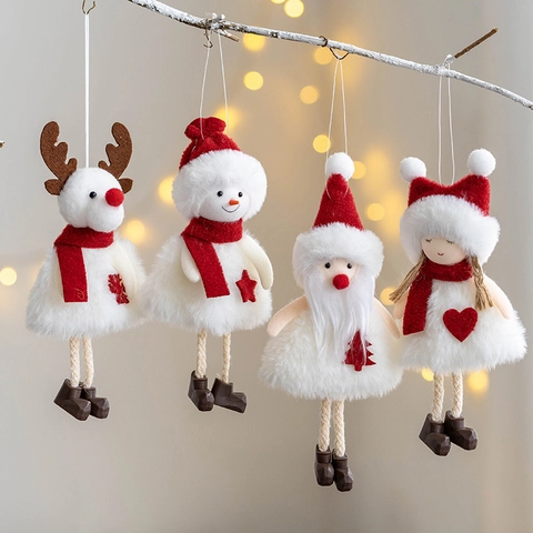 Pluche Kerst Hangende Ornamenten Poppen Kerstman Sneeuwpop Rendier Meisje Kerstboom Decoratie Feestelijk Huis Vakantie