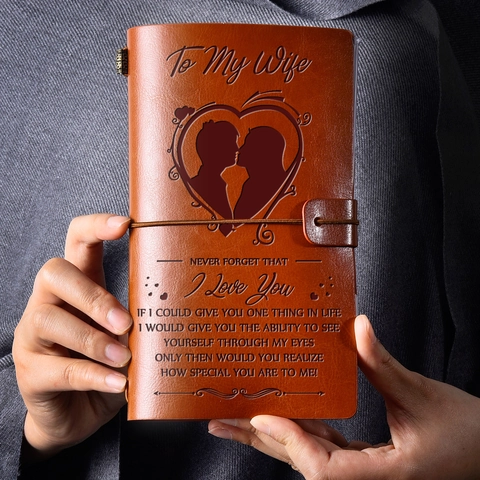 Carnet De Voyage Vintage En Cuir Journal Avec Citations Gravées Cadeau Pour Fille Fils Petit-Enfant Rechargeable Brun