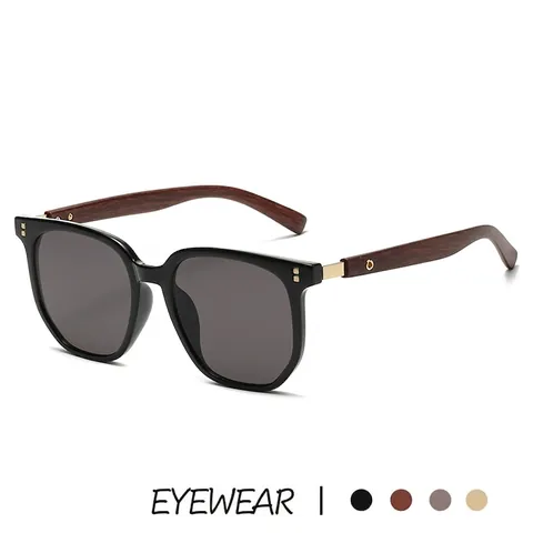 Gafas De Sol Cuadradas Vintage Con Patillas De Textura Madera Protección UV400 Montura De PC Metal Moda Hombres Mujeres